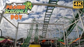 Prairie Screamer POV Back 4K 60FPS Prairie Playland  Traders Village Coaster  NonCopyright [upl. by Artenahs]