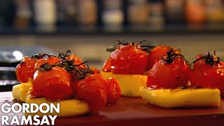 Gordon Ramsays Grilled Polenta with Tomatoes and Goats Curd [upl. by Aikcir]