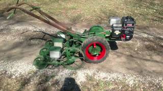 Planet Jr bp1 walk behind tractor with 3 row 300a seeder attachment [upl. by Gavrah883]