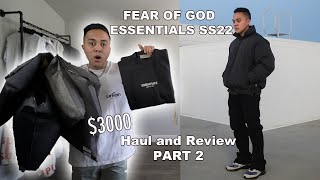 Fear of God Essentials SS22 HAUL  SIZING  TRY ON PART 2 [upl. by Arabele]