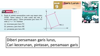 KSSM Matematik Tingkatan 3 Bab 9 garis lurus kecerunan pintasany uji minda 91i no1 buku teks [upl. by Paterson174]