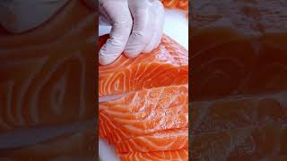 How to cut salmon fish cutting skill seafood [upl. by Sharai]