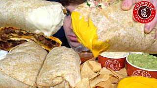 ASMR MUKBANG CHIPOTLE GIANT BURRITOS CHIPS CHEESE STEAK QUESADILLA  WITH CHEESE [upl. by Burbank]