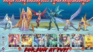 Saint Seiya Awakening KOTZ  Divine Cloth Bronze Full 6 Star Reincarnation For Fun at PvP [upl. by Hammerskjold376]