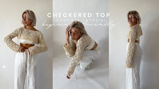 CHECKERED SWEATER crochet tutorial  sleeves  shrug  beginner friendly [upl. by Essinger85]