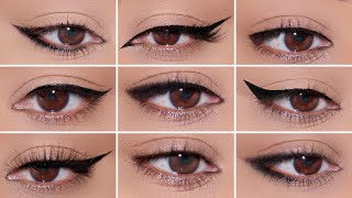 How To 9 Different Eyeliner Styles on HOODED EYES  Easy Beginner Friendly Tutorial [upl. by Lapotin]