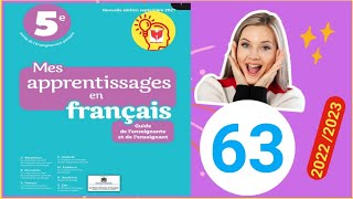 mes apprentissages en français 5 p 63 [upl. by Nivar]