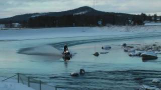 Snowmobile on water  Under 2 bridges [upl. by Duston]