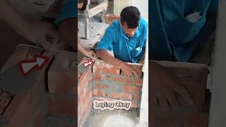 Red brick wall making process  5 inch brick wall redbrick brickwall construction bricked [upl. by Yerroc]