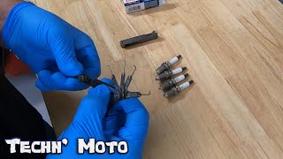 How to Check and Adjust Spark Plug Gap  Techn Moto [upl. by Airdnassac540]