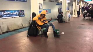 Subway performer stuns crowd with Fleetwood Macs quotLandslidequot Chicago Il Blue Line Washington S [upl. by Aicina]