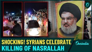 Hezbollahs Nasrallah Killed Shocking Videos Show Syrians Celebrating Death of Hezbollah Nasrallah [upl. by Aicilanna]