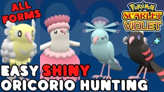 SHINY EXPLOIT How to Get ALL SHINY Oricorio FORMS in Pokemon Scarlet and Violet [upl. by Adnerol]