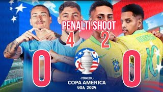 URUGUAY VS BRAZIL COPA AMERICA 2024  HIGHLIGHT PENALTY SHOOTOUT 42 [upl. by Asirem894]