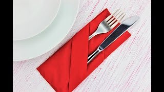 How to fold napkin into a pocket  easy napkin folding tutorial for beginners [upl. by Laure]