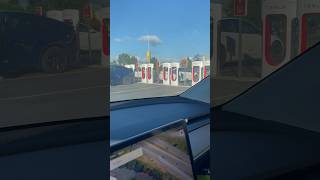 Tesla auto park at a supercharger tesla fsd fullselfdriving autopark [upl. by Sladen]