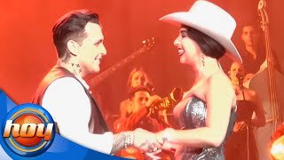 Christian Nodal y Ángela Aguilar sorprenden al darse su primer beso en público  Programa Hoy [upl. by Abihsat]