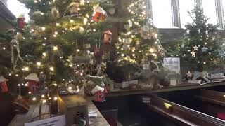 Tavistock Parish Church Tavistock Devon Christmas Tree Festival and competition [upl. by Meraree]