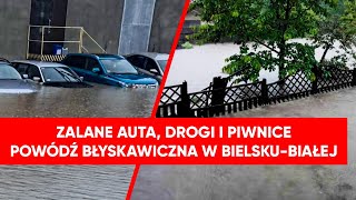 Dramat w BielskuBiałej Auta zalane po sam dach Miasto pod wodą [upl. by Madge]