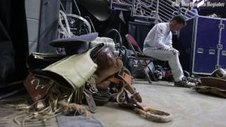 WATCH Rodeo performer jumps bulls for fun [upl. by Kcid]