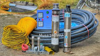 Water Well 1HP Borewell Motor Fitting  Submersible Pump Installation [upl. by Yelbmik]