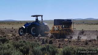 New Holland T6050 planting cover crops [upl. by Pardner32]