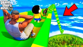 Shinchan and Franklin Tried Longest Water Slide from Sky in GTA 5 [upl. by Aneekas]