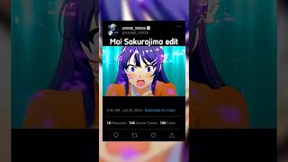 Mai Sakurajima edit maisakurajimaedit anime viraledit viralshort amvedit animeedit editor [upl. by Nilya]