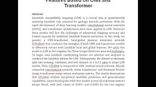 Landslide Susceptibility Mapping Considering Landslide Local Global Features Based on CNN and Transf [upl. by Bard138]