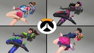 Overwatch  All DVa Skins with All Highlight Intros [upl. by Ytinirt396]