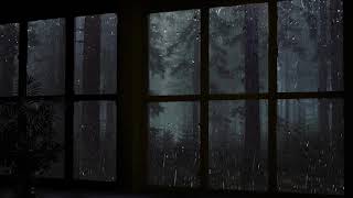 Rain On Window with Thunder Sounds  Rain in Forest at Night  10 Hours [upl. by Nosredneh]