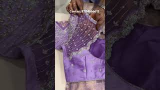 Lavender sareeviolet blouserawsilk cutworkblouse netblousedesign bridalwork saree zardosi [upl. by Nihi]