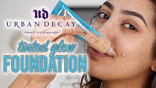 NEW URBAN DECAY HYDROMANIAC TINTED GLOW FOUNDATION REVIEW amp WEAR TEST  AnchalMUA [upl. by Filippo]