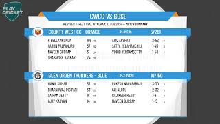 Melbourne Cricket AssociationWestOne DayDiv BRd10CountyWestCCOrange vs GlenOrdenThundersBlue [upl. by Yv]