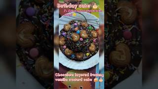 Eggless Birthday cake  Chocofrost layered vanilla custard cake 🍰 birthday egglesscake ‎FourV [upl. by Eire]