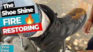 How to Shoe Shine Boots 🥾🥾 Boots on Fire 🔥🔥 ASMR Shoe Shine asmr [upl. by Ytisahc]