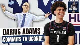 DARIUS ADAMS COMMITS  UConn lands their first five star of many in the Class of 2025  TOP DOGS [upl. by Akihsal706]