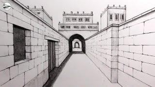 How to Draw an Alleyway using OnePoint Perspective [upl. by Eda403]