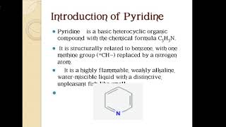 Introduction of pyridine synthesis properties and its uses [upl. by Eintroc580]