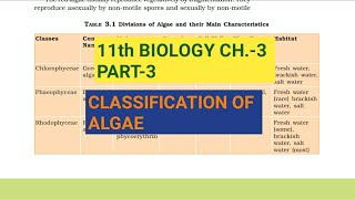 Class 11 BiologyCh3 Part3Classification of AlgaeStudy with Farru [upl. by Elleynod]