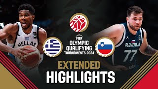 SemiFinals Greece 🇬🇷 vs Slovenia 🇸🇮  Extended Highlights  FIBA OQT 2024 Greece [upl. by Enyrhtak]