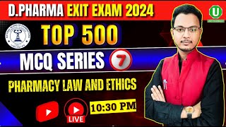 🛑Pharmacy Law and Ethics Part07  Top 500 MCQ Series  DPharma Exit Exam 2024  By Aditya Sir [upl. by Kathryn]