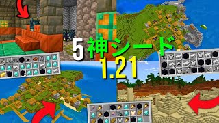 👉【5】【マイクラ統合版】神シード値 121 [upl. by Esinek842]