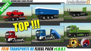 FS19  FLIEGL TRANSPORT PACK v1001  review [upl. by Rabbi]