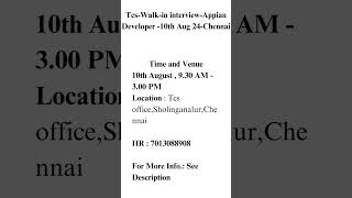 TcsWalkin interviewAppian Developer 10th Aug 24Chennai [upl. by Ahron]