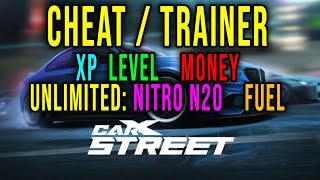 XP LEVEL MONEY UNLIMITED NITRO FUEL CHEAT  TRAINER  CarX Street [upl. by Henarat]