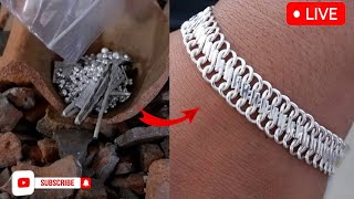 This is the process of making a silver bracelet🔥🔨🔨 silver gold viral video jewellry jewellry [upl. by Irianat]