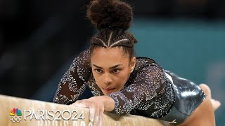 Hezly Rivera fights through beam in Olympic debut in Paris  Paris Olympics  NBC Sports [upl. by Ahsekyt]