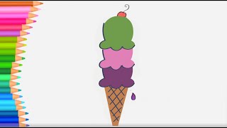 Gelato  Disegno da colorare  Libro da colorare con mani piccole [upl. by Himelman264]