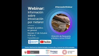 Webinar Información sobre intoxicación por metanol [upl. by Evita]